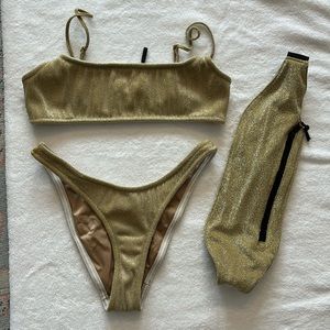 Triangl gold sparkle bikini size small with bag
